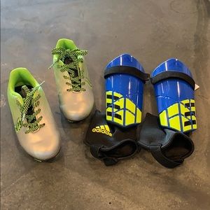 Kids cleats and shin guards